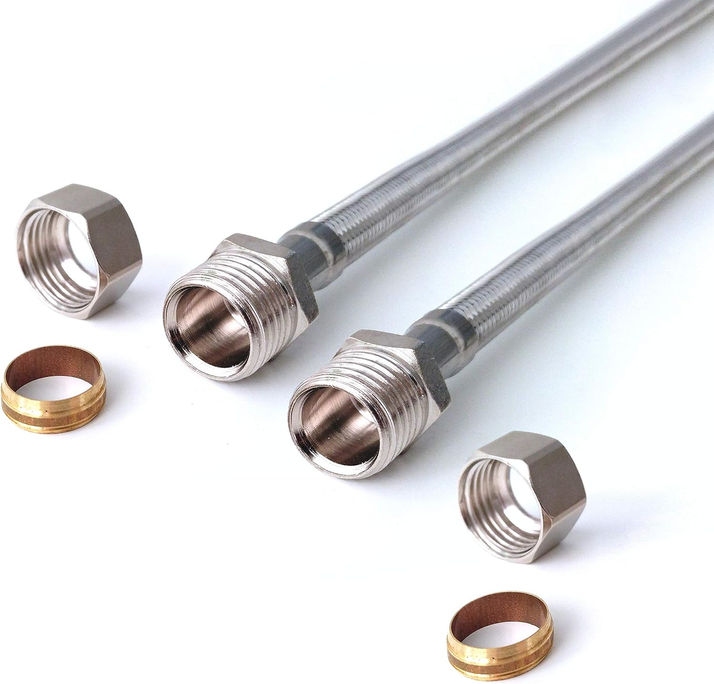 Flexi Pipe 15mm Comp x 15mm Comp - 300mm - Inner DIA 9.8mm (Pair)