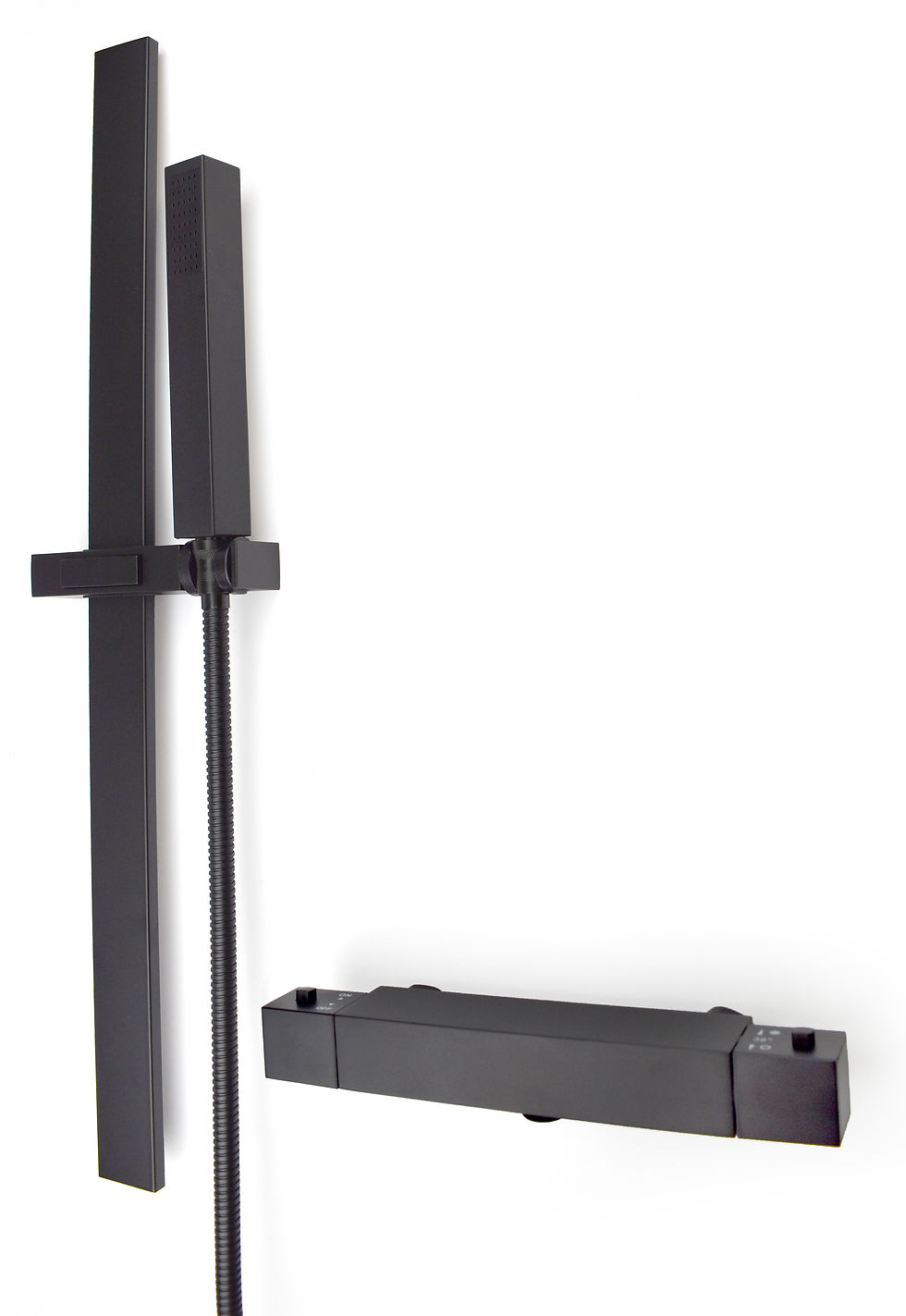 Black Square Thermostatic Shower Bar Set with Shower Rail