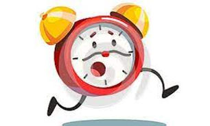 Alarm Clock Cartoon that is Running Late.