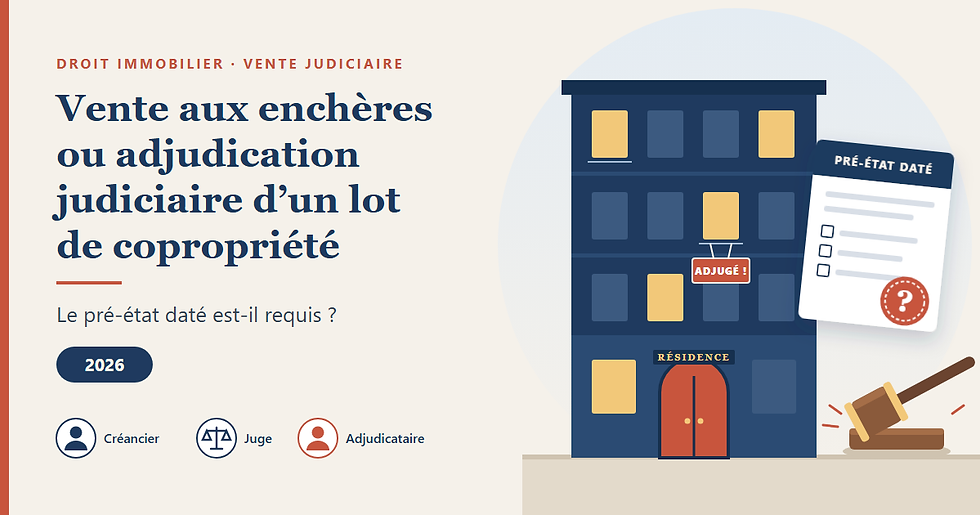 Vente aux enchères ou adjudication judiciaire d'un lot de copropriété : le pré-état daté est-il requis ?