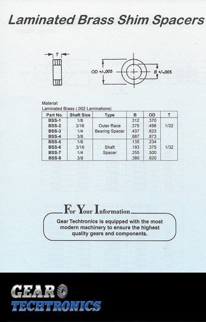 Laminated Brass Shim Spacers
