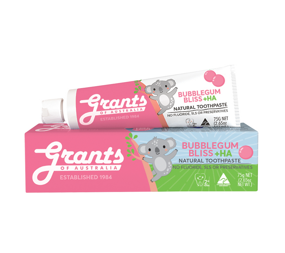 Kids Natural Toothpaste + HA - Bubblegum Bliss - Fluoride Free - Grants