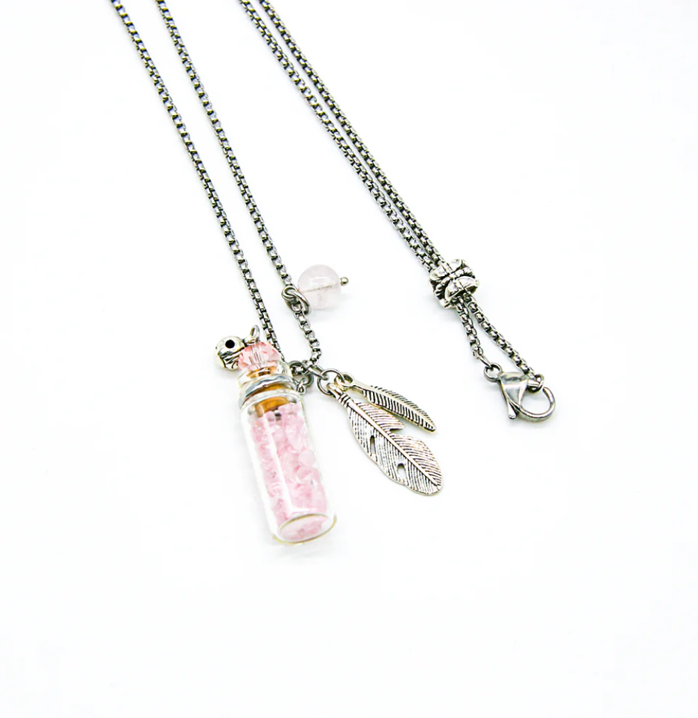 Aroma Diffusing Necklace Rose Quartz - Amrita Court