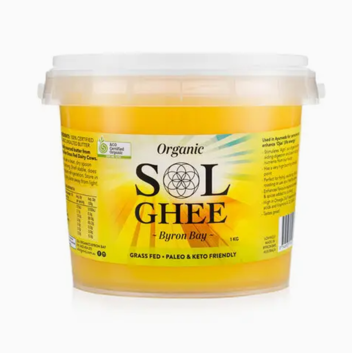 Organic Grass Fed Ghee 1kg - Sol Ghee