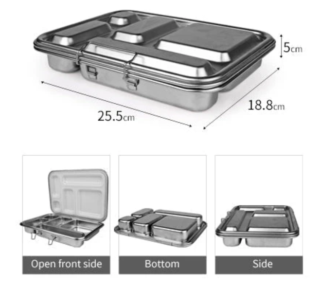 Thumbnail: Kids Stainless Steel Bento Leakproof Lunchbox - 5 Part - Ecococoon