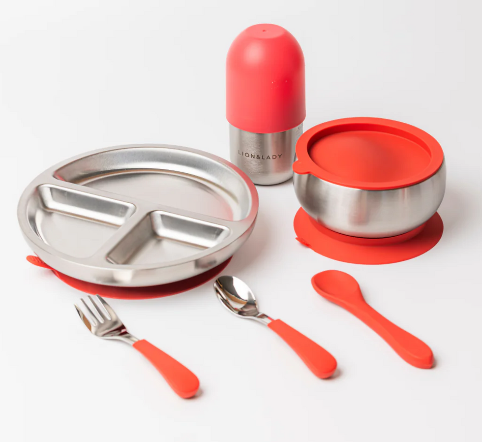 Kids 18/8 Stainless Steel 3 Piece Mealtime Set - 210ml - Lion & Lady