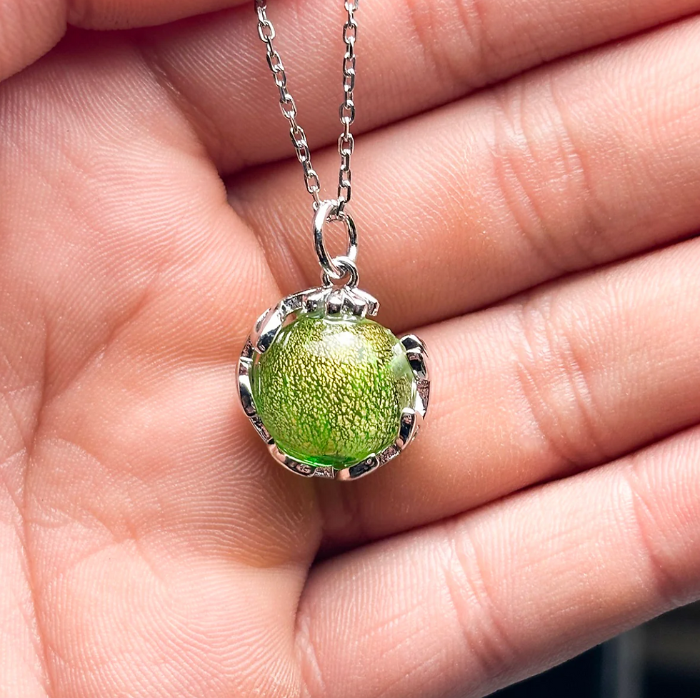 18K White Gold Planet Aroma Necklace in Golden Green - Amrita Court