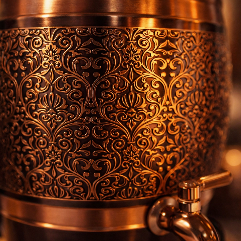 Thumbnail: Antique Etched Copper Water Dispenser 5L 8L 12L 16L - Luxury Handcrafted Finish