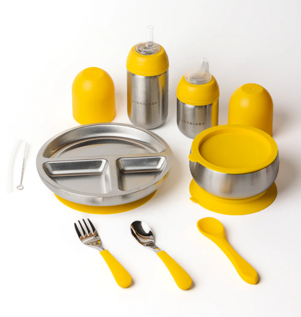 Toddler 18/8 Stainless Steel 4 Piece Mealtime Set - Lion & Lady