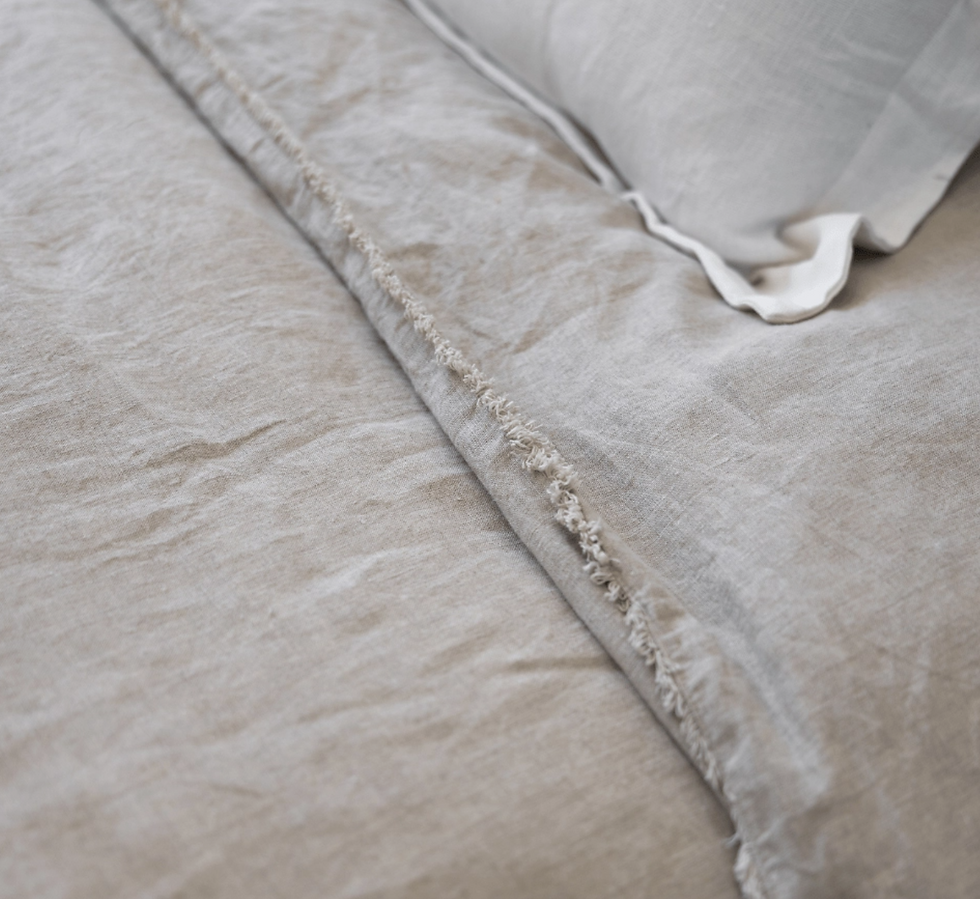 Thumbnail: Handmade Organic Linen Natural Raw Flange Duvet Cover