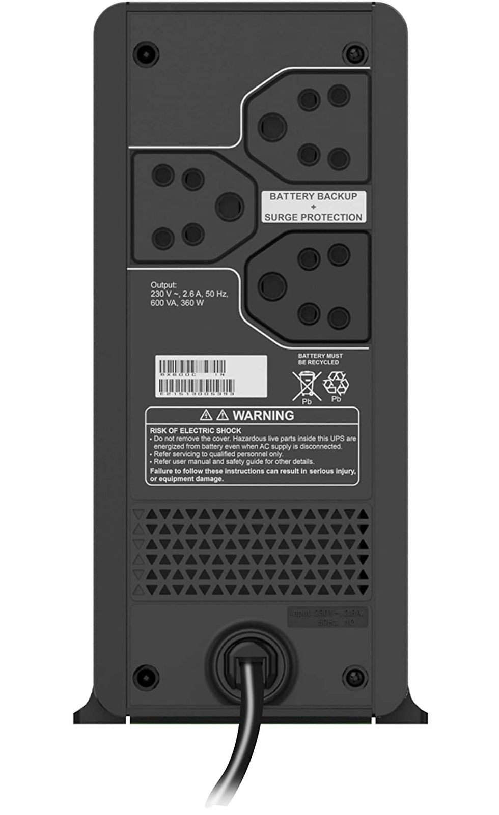 Thumbnail: APC Back-UPS BX600C-IN 600VA / 360W, 230V, UPS System