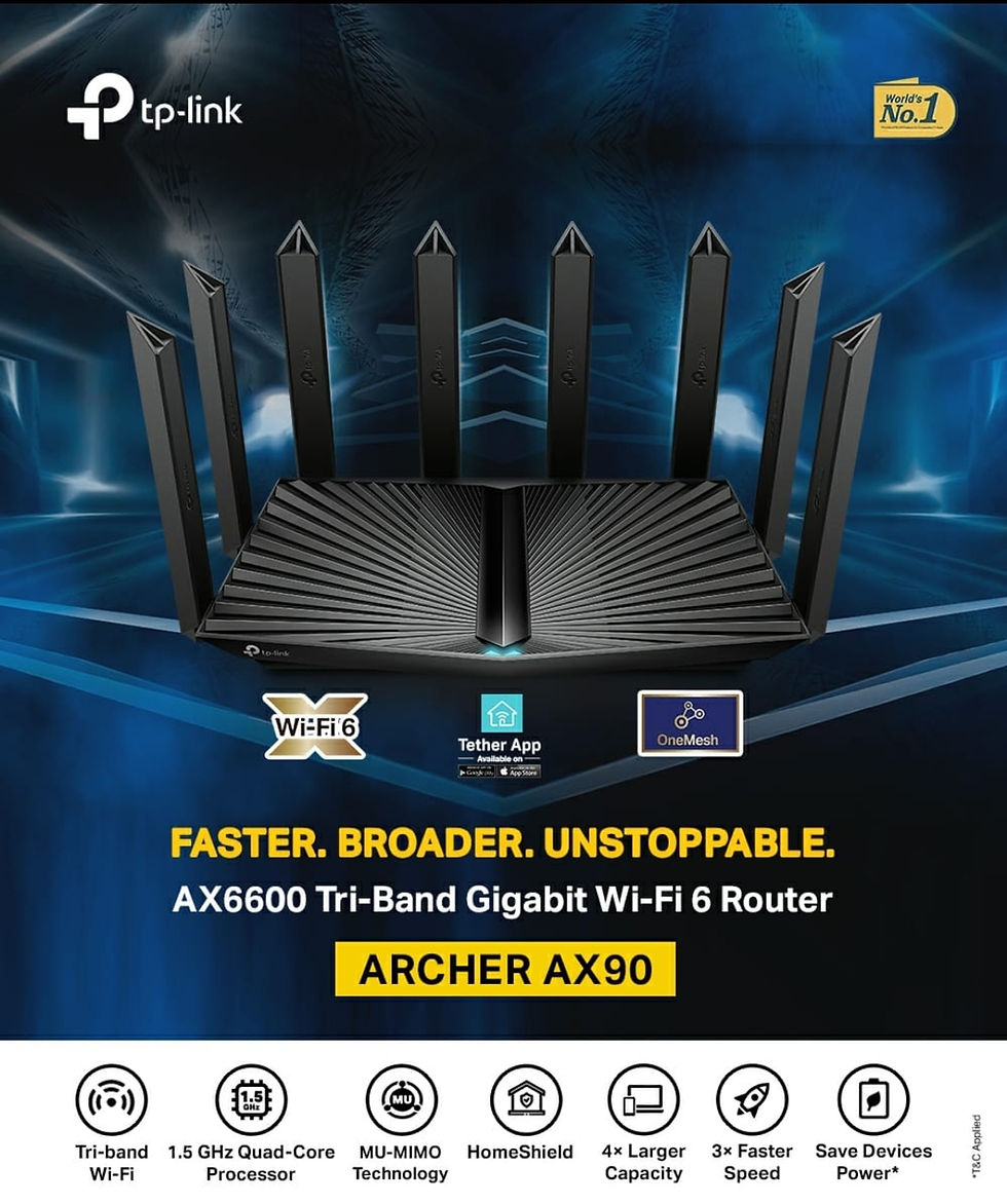 Thumbnail: TP-Link Archer AX90 AX6600 Tri-Band Gigabit Wi-Fi 6 Wireless WiFi Router 