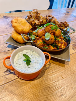 Vegetarian Curry with Chilli-Mint Raita