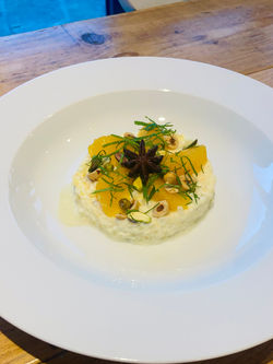 Vanilla and Orange Rice Pudding with Star Anise and Pistachio