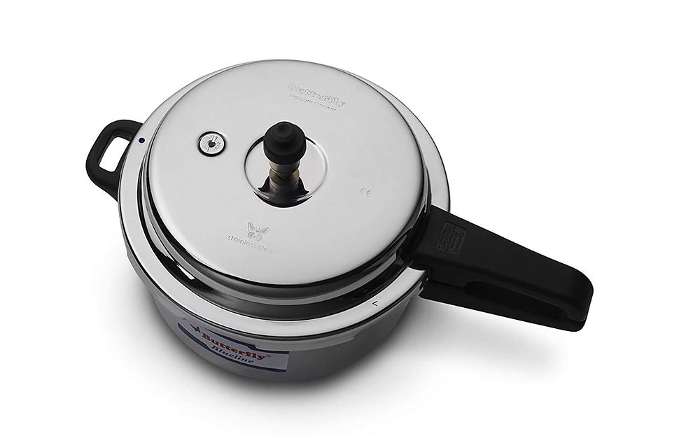 Thumbnail: Butterfly Blue Line Stainless Steel Pressure Cooker, 5 Litre