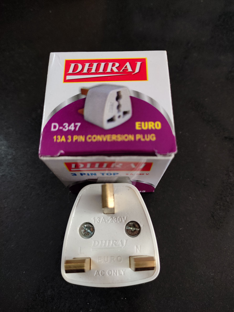 Thumbnail: Dhiraj D347Euro 13A 3pin conversion Plug
