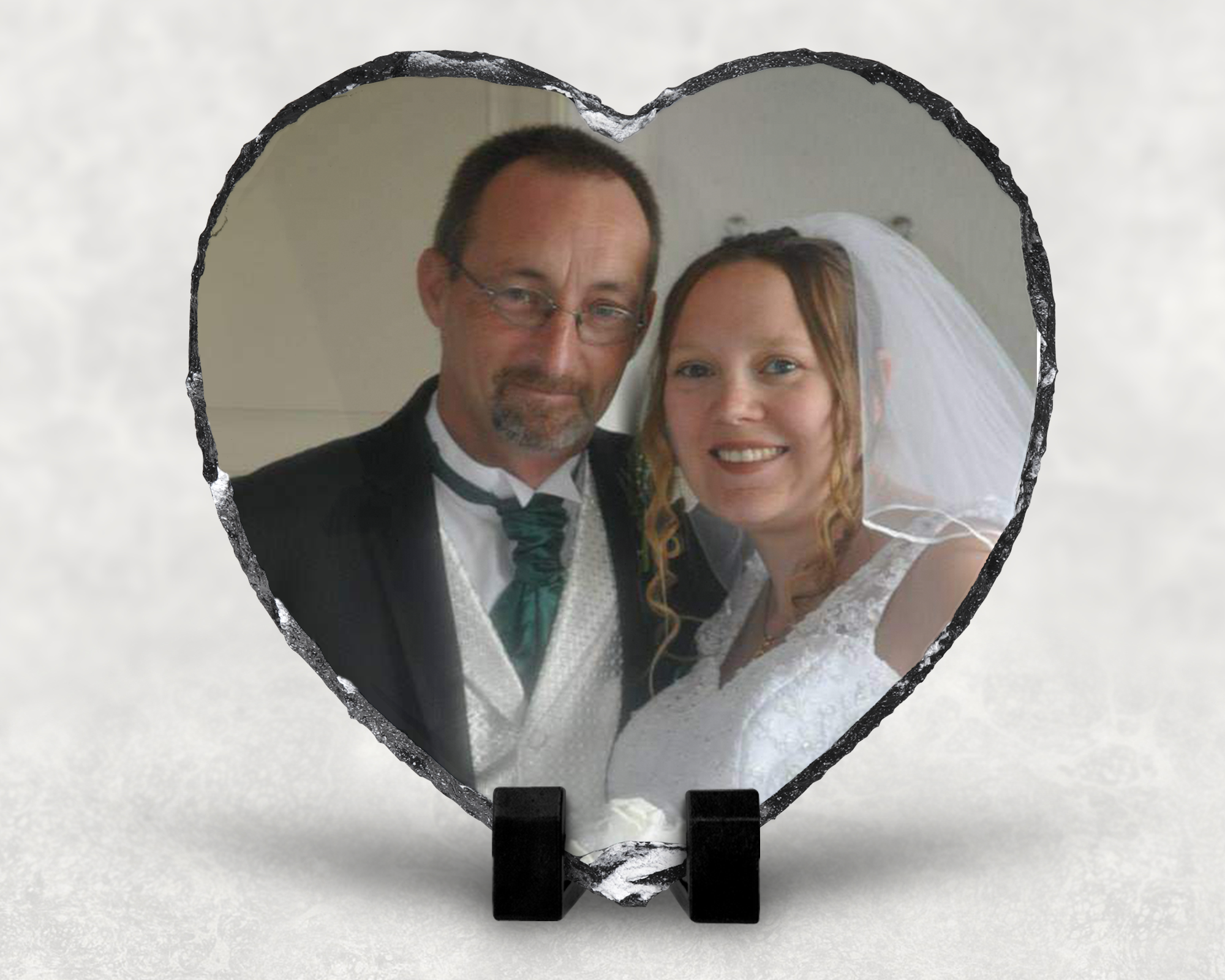 Custom heart photo printed rock slate.