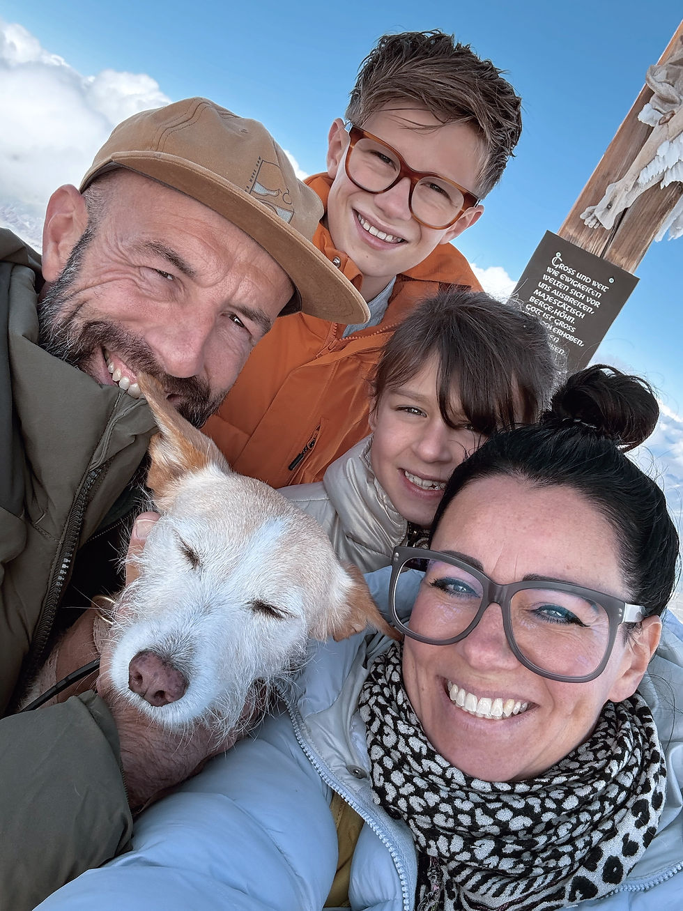 De selfie, helaas heeft Bink z’n ogen dicht..