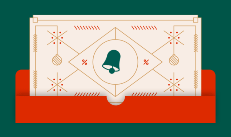 Christmas envelope with swinging bell