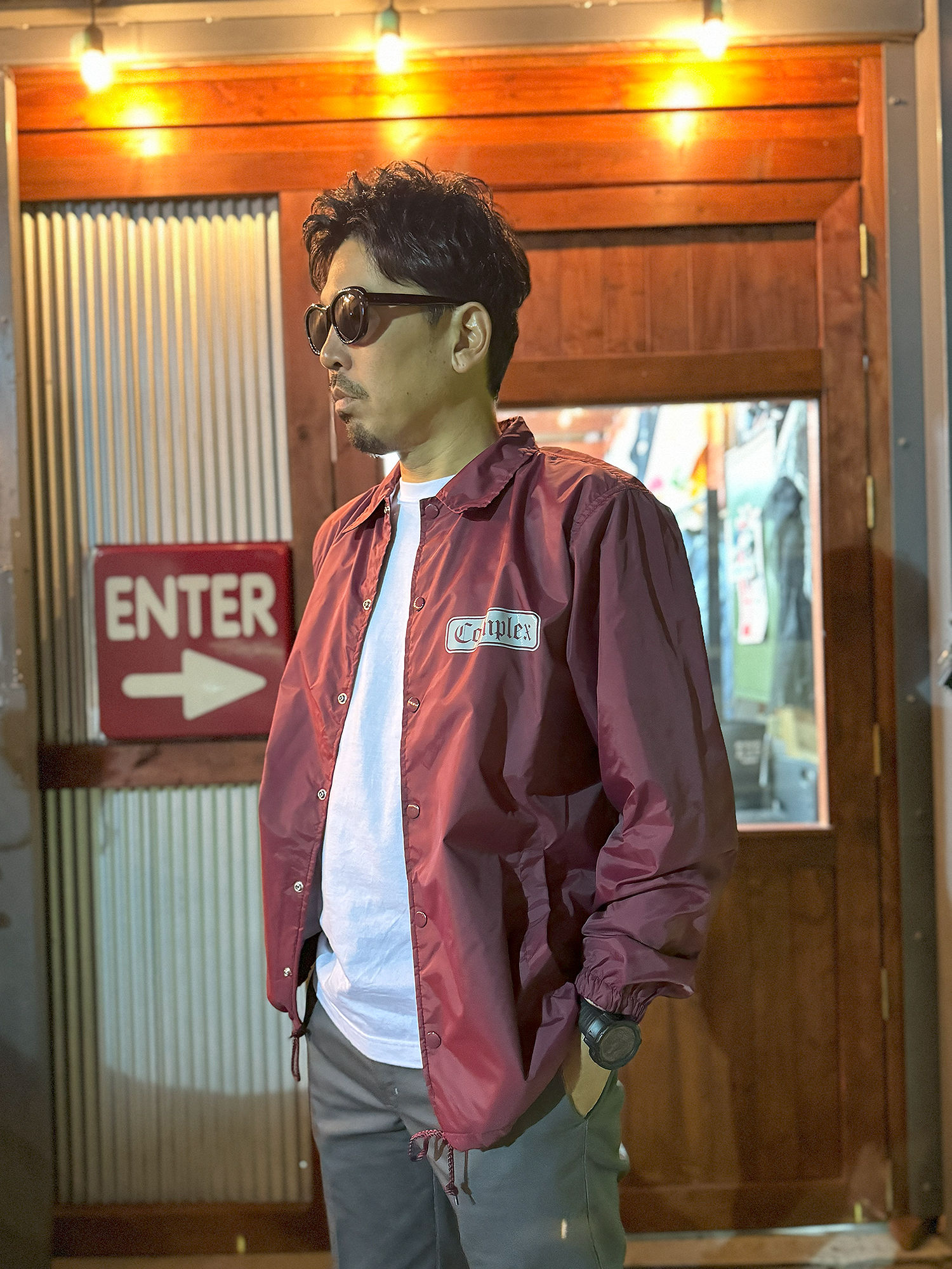 COMPLEX　オリジナルコーチジャケット（バーガンディ）