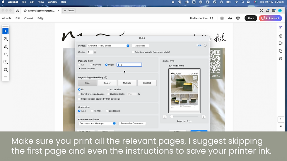 How to print and use pottery templates