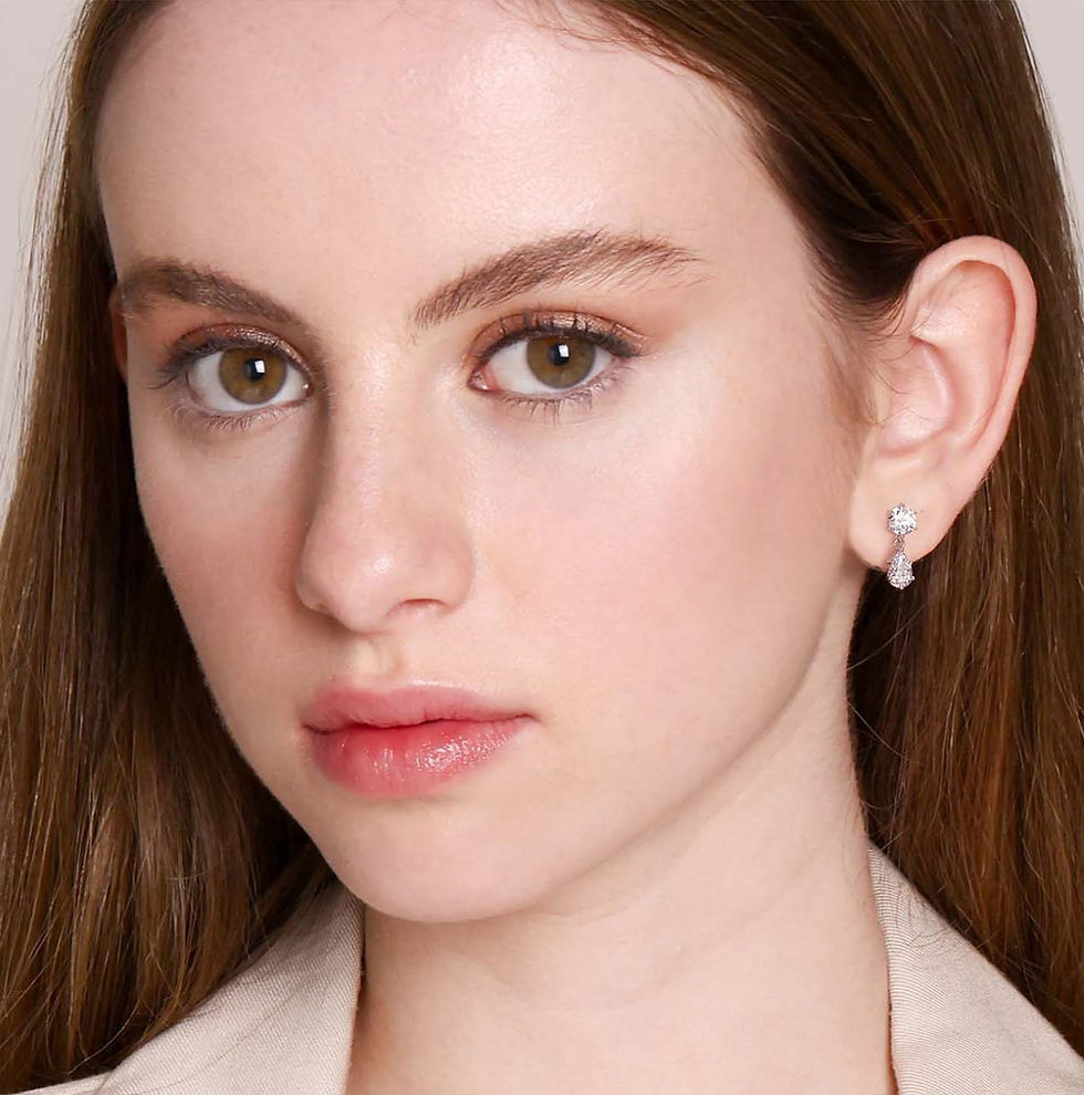 Thumbnail: 2.6TCW Round Dangle Drop Earrings With Teardrop Pears