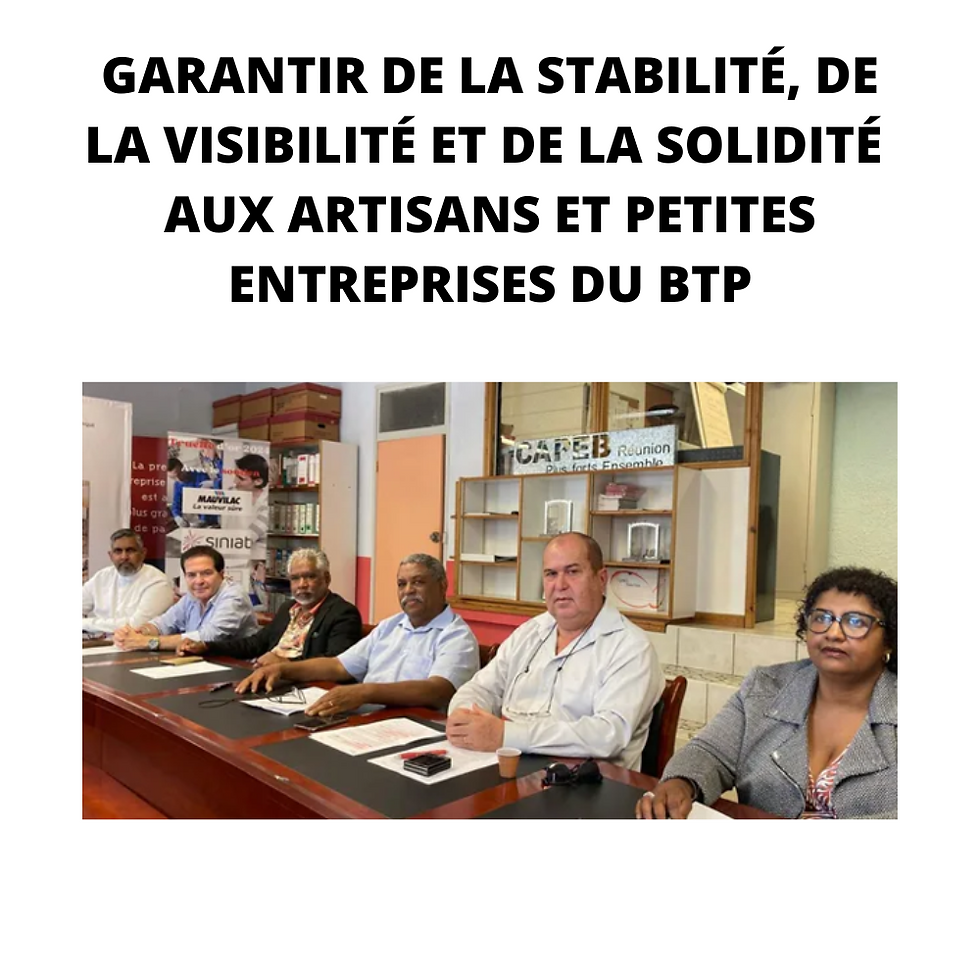 Garantir de la stabilité, de la visibilité et de la solidité  aux artisans et petites entr