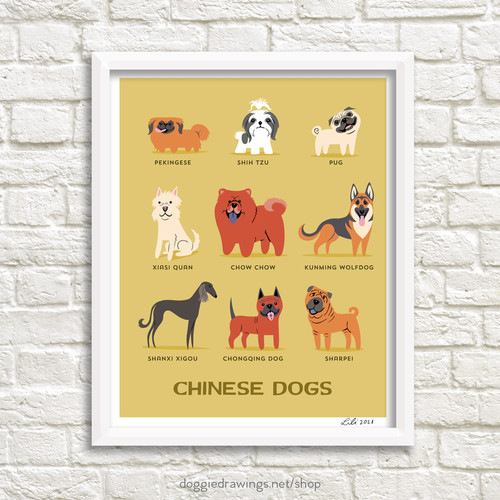 CHINESE DOGS art print | doggiedrawings
