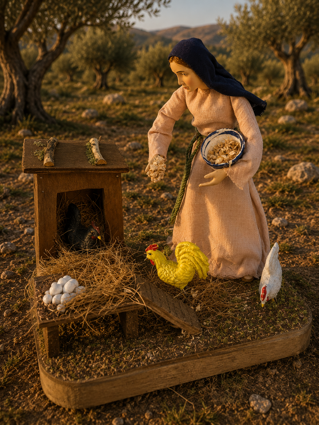 GRANJERA CRIADORA DE GALLINAS FIGURA DE MOVIMIENTO