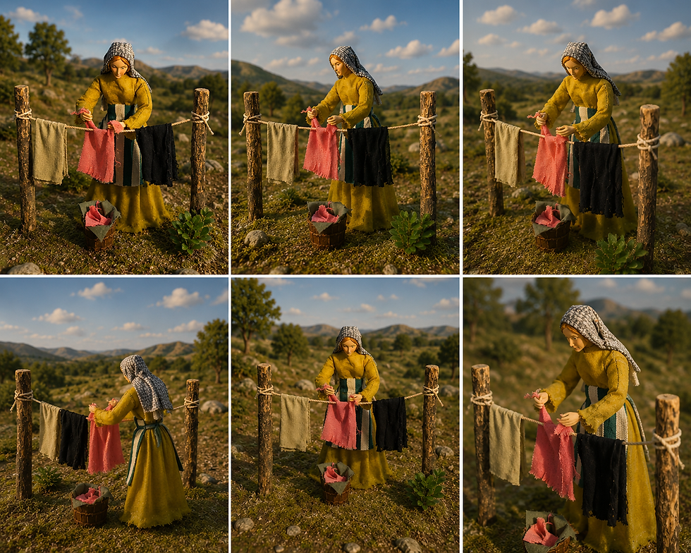 Miniatura: TENDERA DE ROPA AL AIRE LIBRE FIGURA MOVIMIENTO