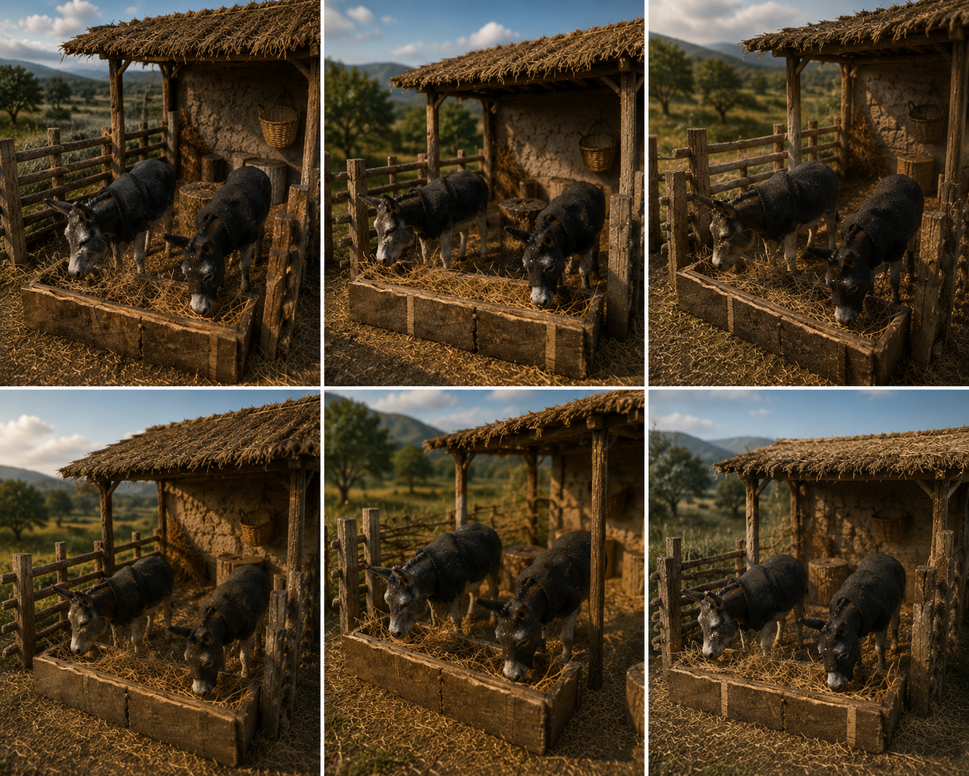 ESTABLO CON BURROS FIGURA DE MOVIMIENTO
