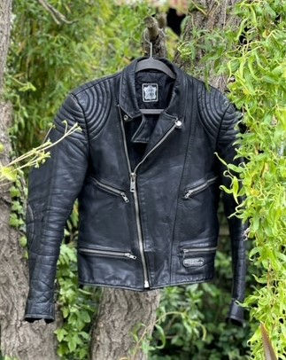 Thumbnail: LET 'EM ROLL vintage leather biker jacket- size 10