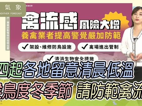 農業氣象112/12/06 白天華南雲系通過影響,中北部天氣陰有短暫雨