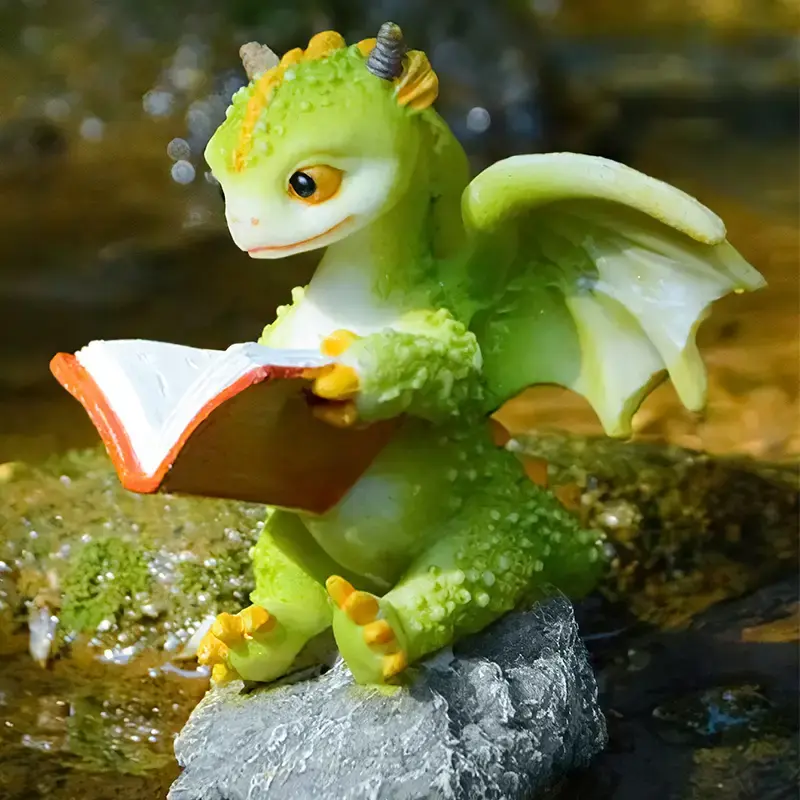 Thumbnail: 1 Unit Cartoon Dinosaur Resin Reading Book Decor