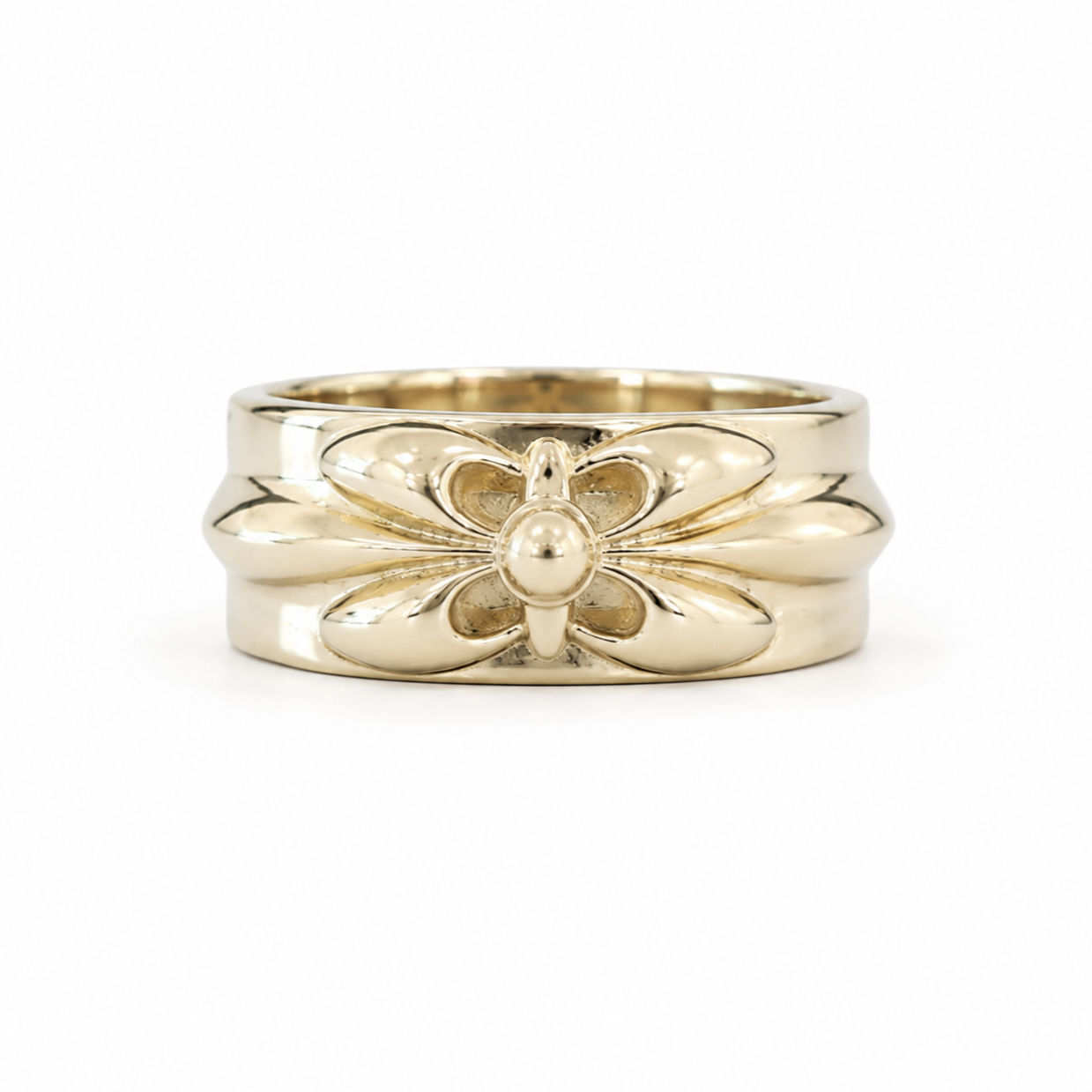 Thick Fleur De Lys Floral  Band (GOLD)