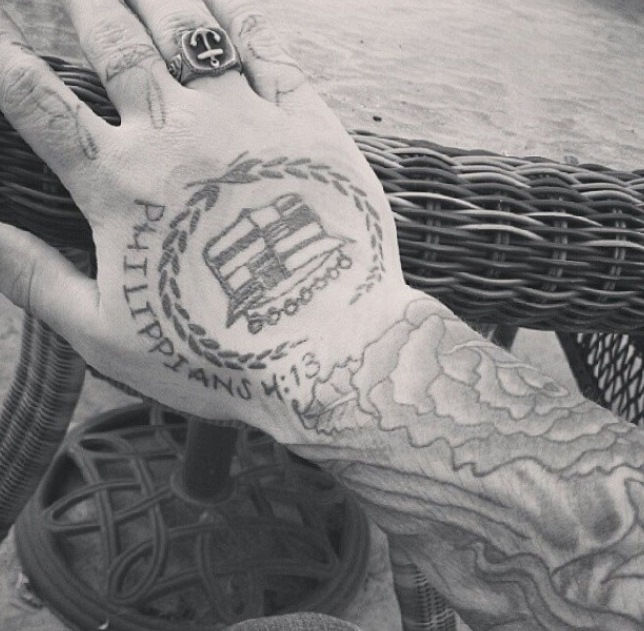 Thumbnail: Anchor Skull Signet Ring - Brass