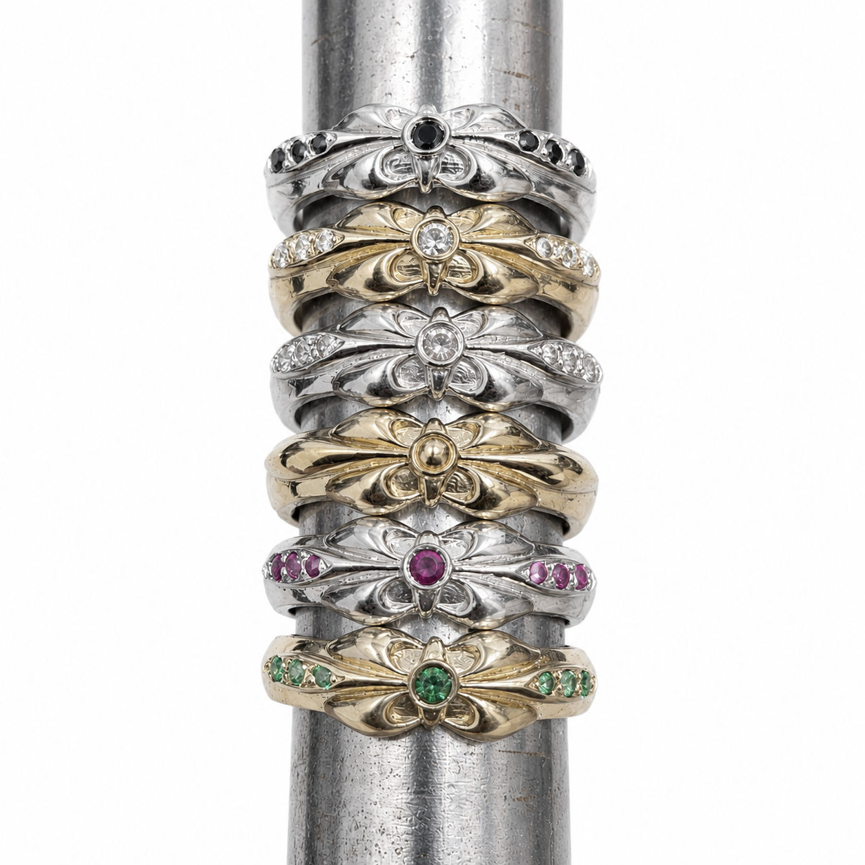 Fleur de Lys Floral Band (925 w/Lab Diamonds)