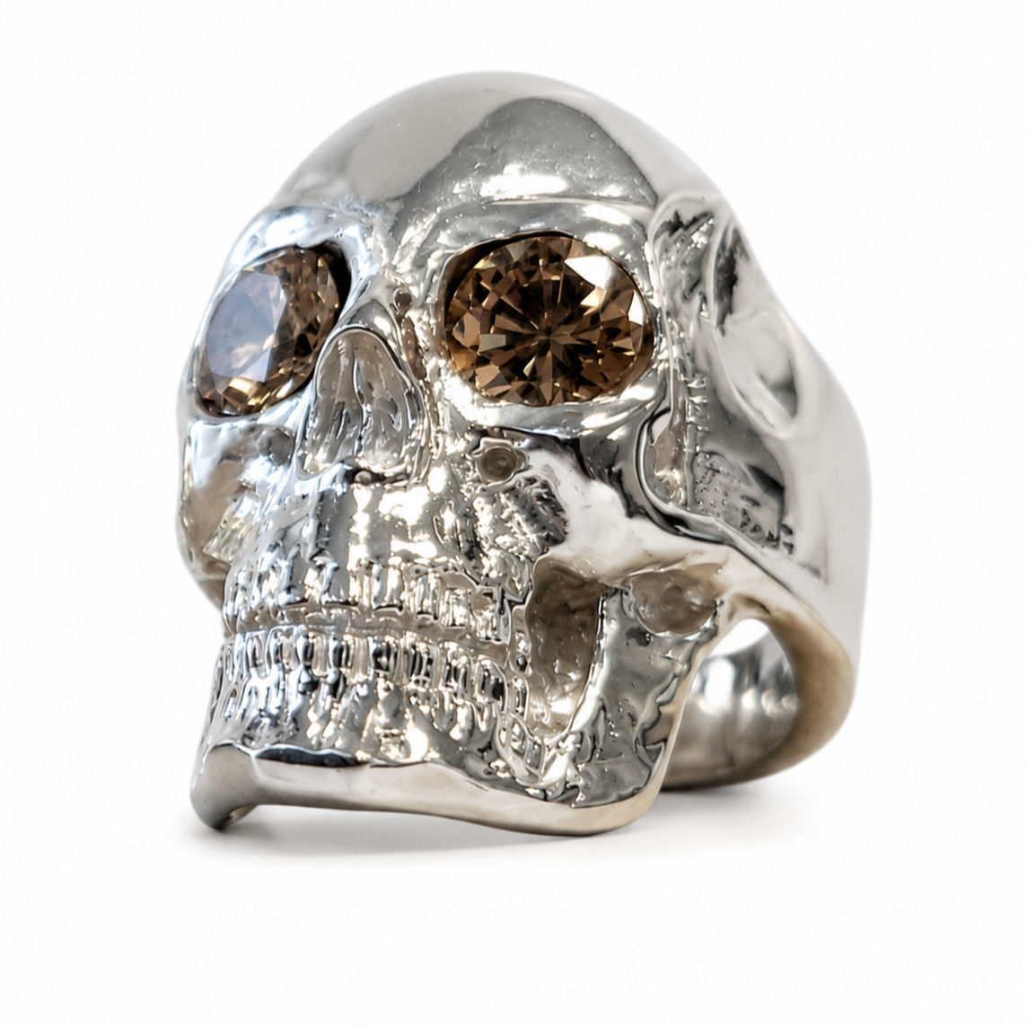Anatomical Human Skull Ring w/ Stones