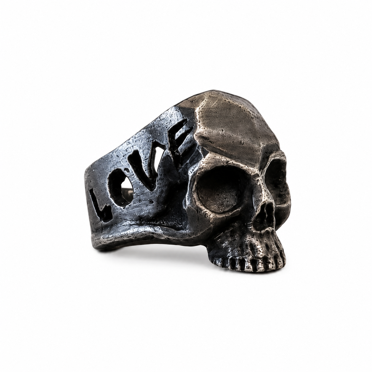 Love Life Oxidized Sterling Silver Skull Ring