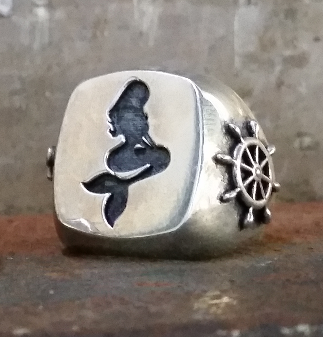 Thumbnail: A Sailors Dream Mermaid Ring in Silvem a product