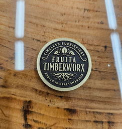 Brass Inlay with Fruita TimberWorx Logo