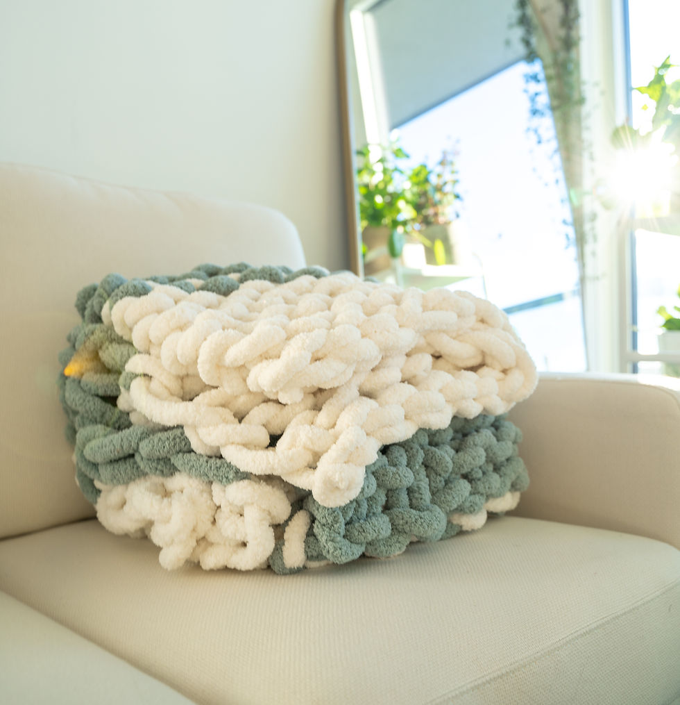縮圖：Handknit chunky blankie
