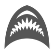 SharkmanSix Logo, a digital sketch of a shark mouth open