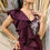 Thumbnail: Wine feather gown with ruffle 