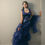Thumbnail: Navy blue sequin lehenga with ruffles