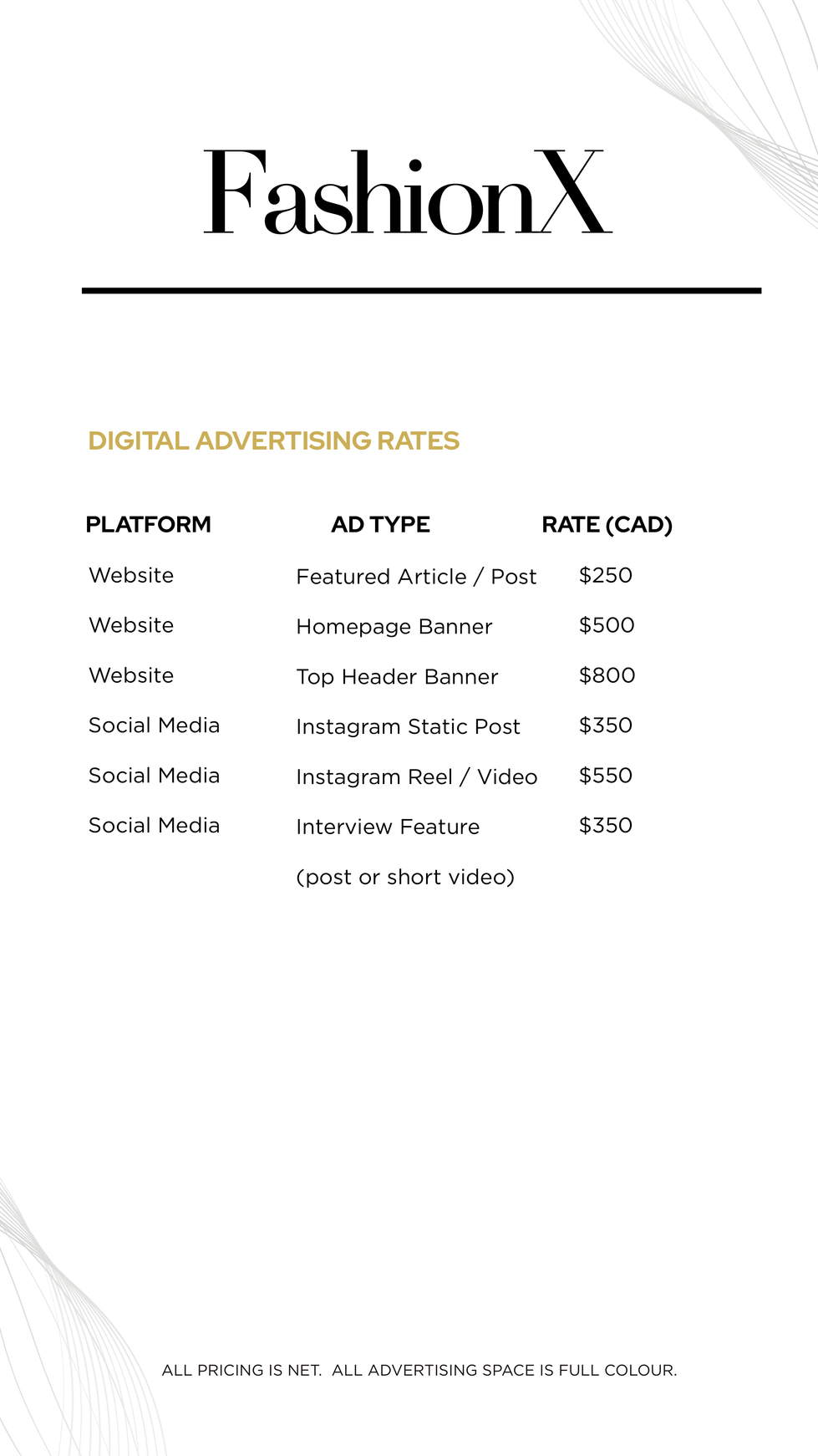 Rate Card - 2