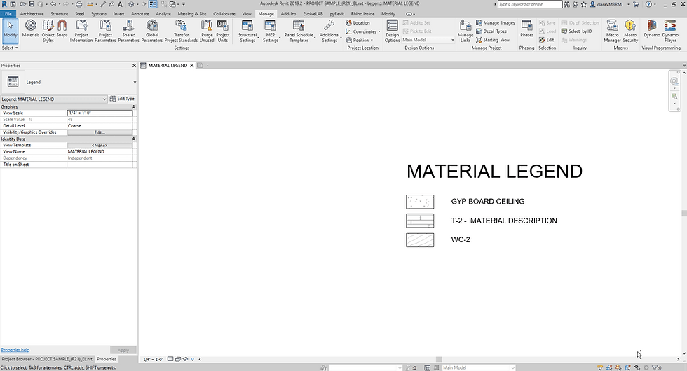 Live Material Legend in Revit
