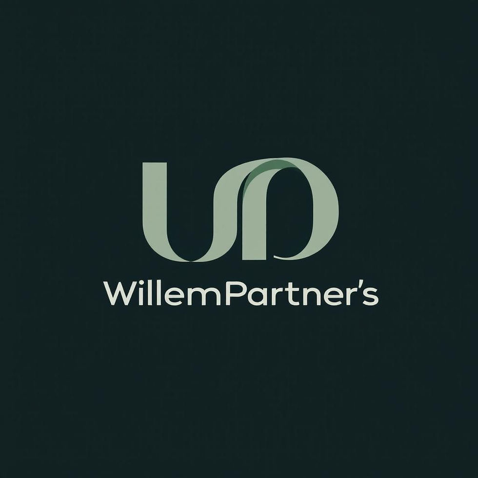 An innovative lettermark for 'WillemPartner's' that uses a bold 'W' intertwined with a 'P'