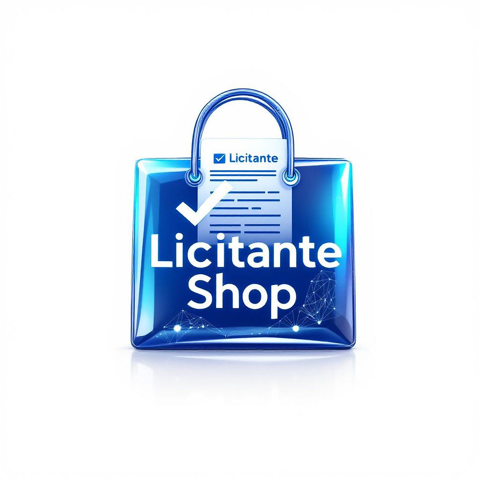 Create a sophisticated logo for Licitante Shop featuring a modern glass shopping bag icon 