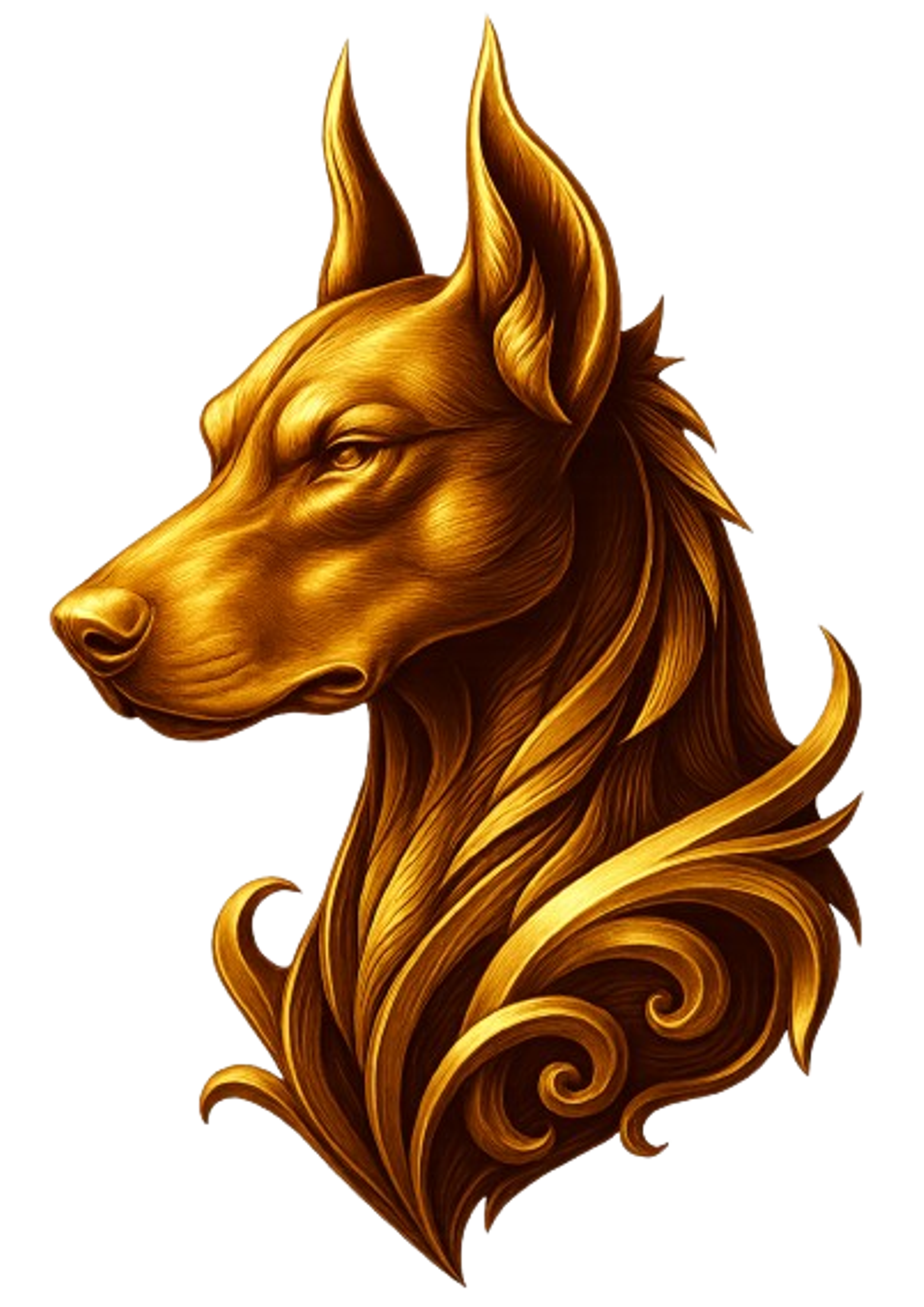 Tête Dobermann majestueuse dorée - Référence : DOBMAJE1